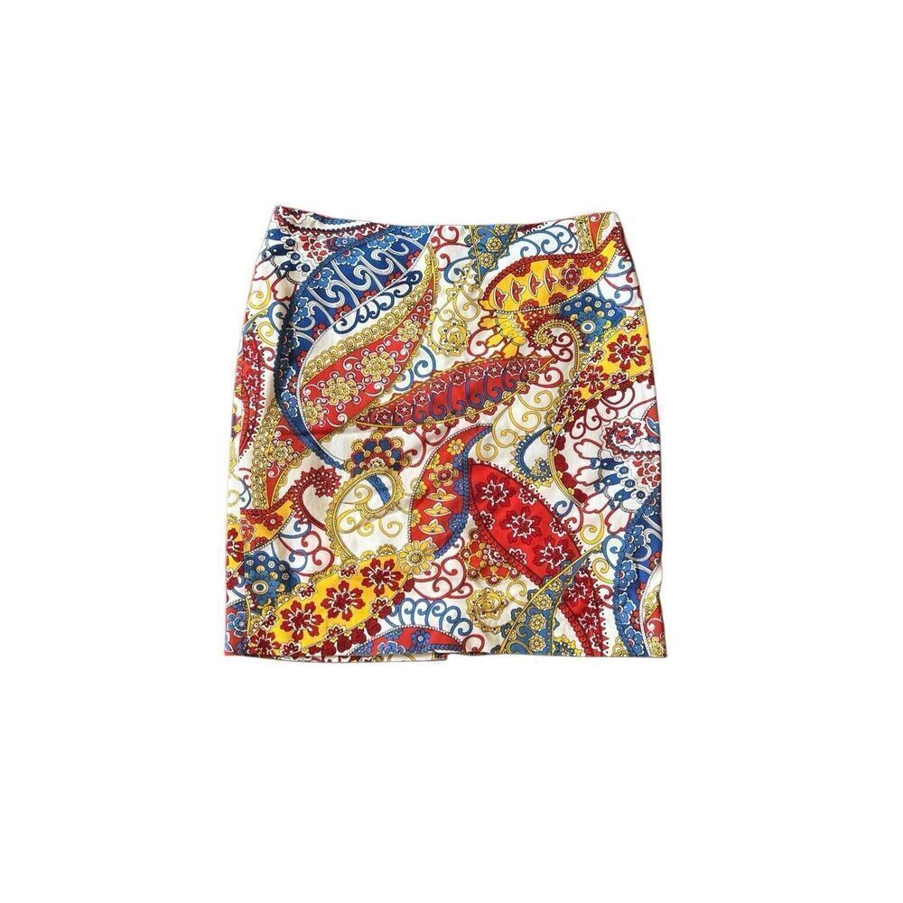 Talbots Paisley Swirls Canvas Pencil Skirt sz 14p